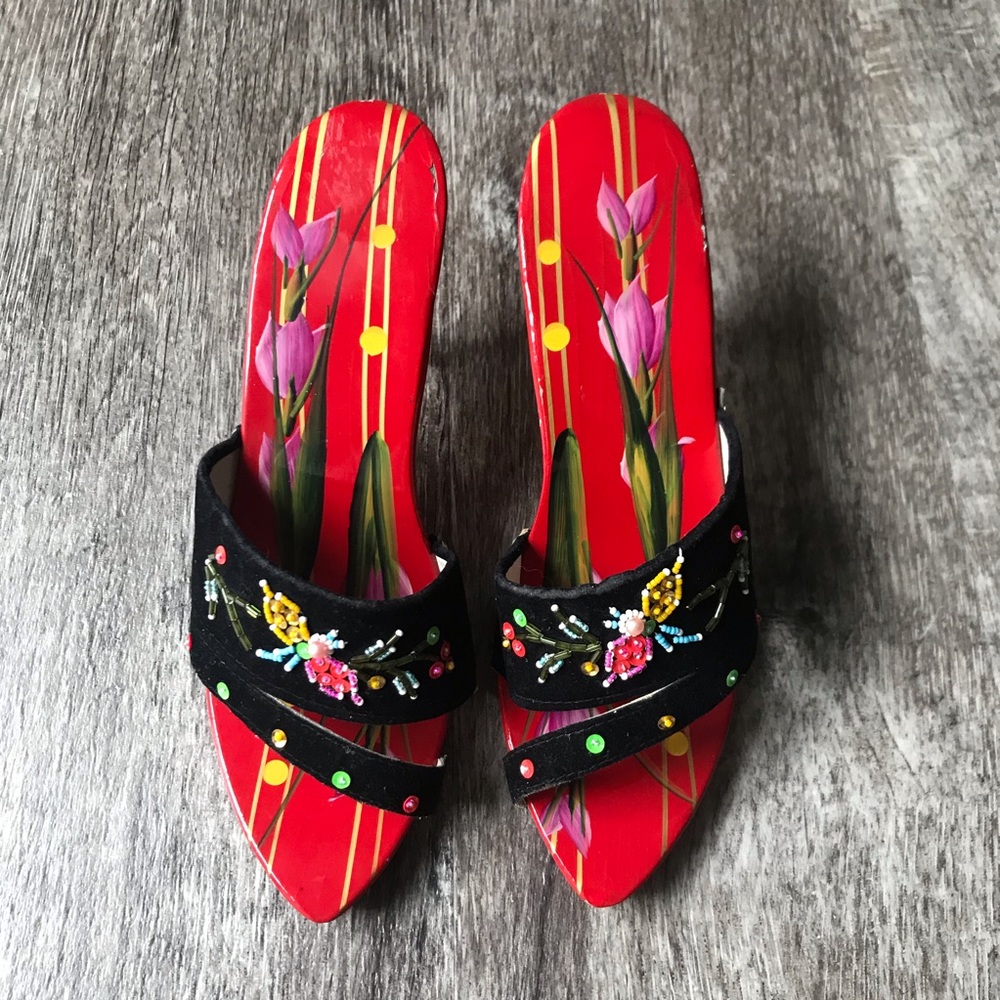Vintage Kim Thanh 1950’s wooden mules from Saigon